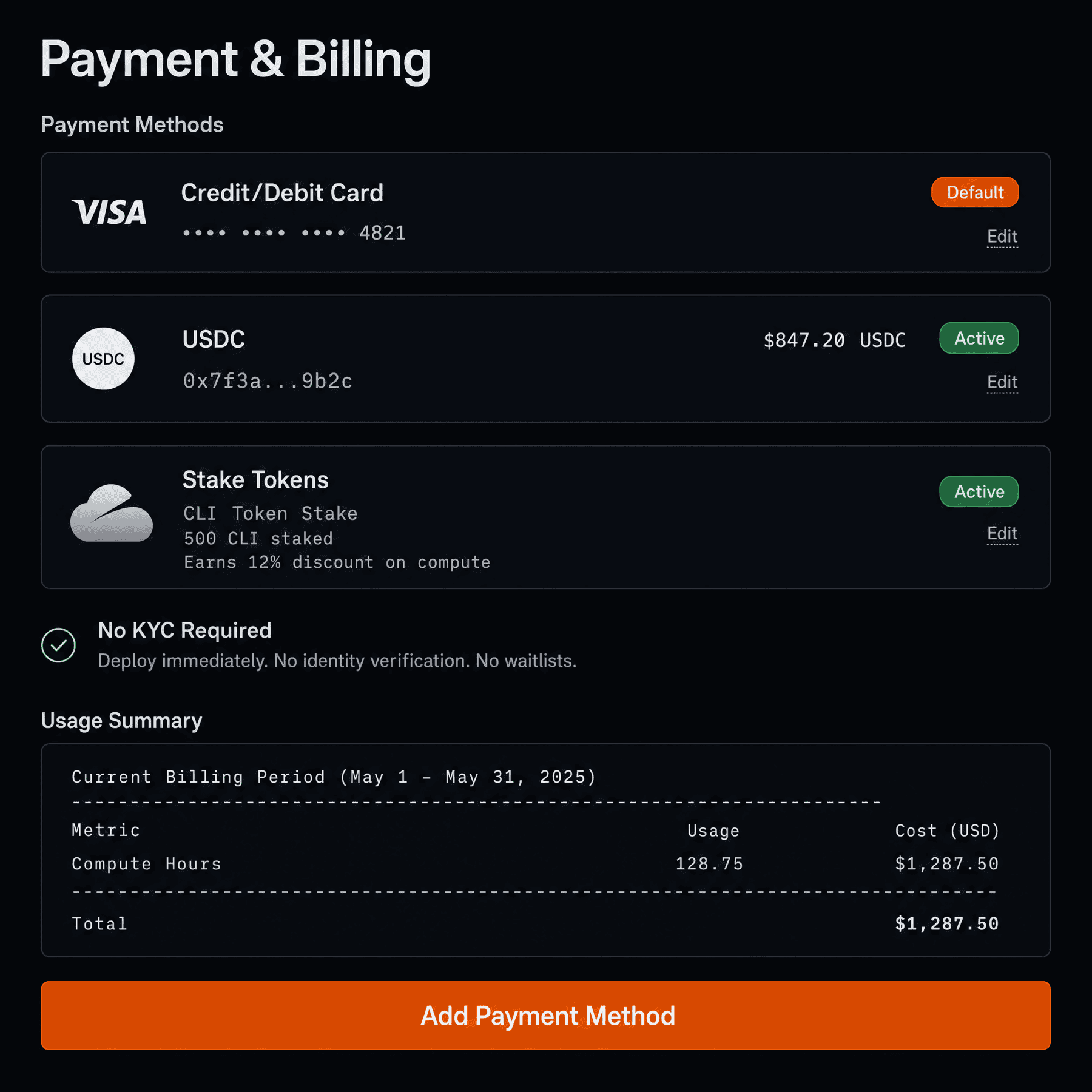 Payment and billing